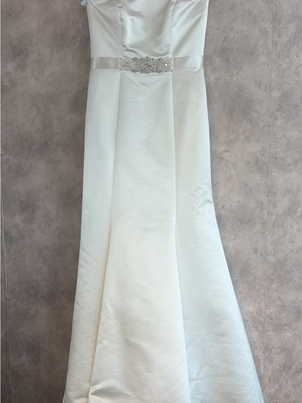 Strapless White Bridal Gown with Beaded Sash